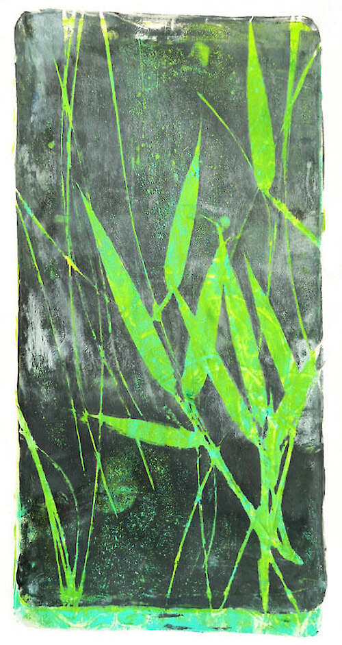 Anne-Francoise Cart, »Bambus I«, 2021, 23 x 13, Monotypie, Gelatinedruck auf Papier, €120,–
